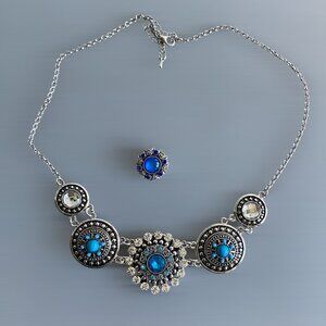 3 + 1 Interchangeable Snap Silver Tone Necklace